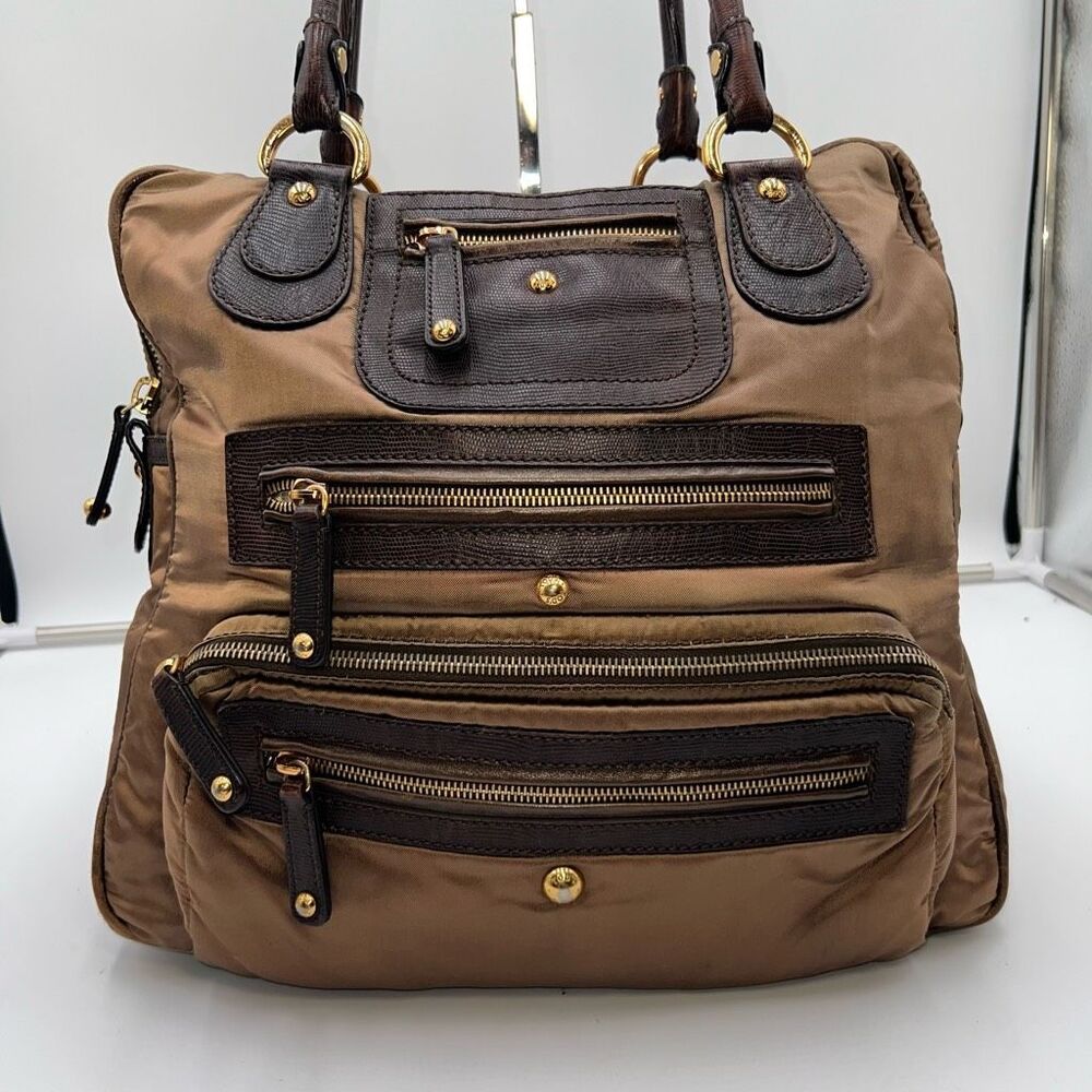 Tod’s Pashmy Luna Large Bronze Nylon Leather Shoulder Bag